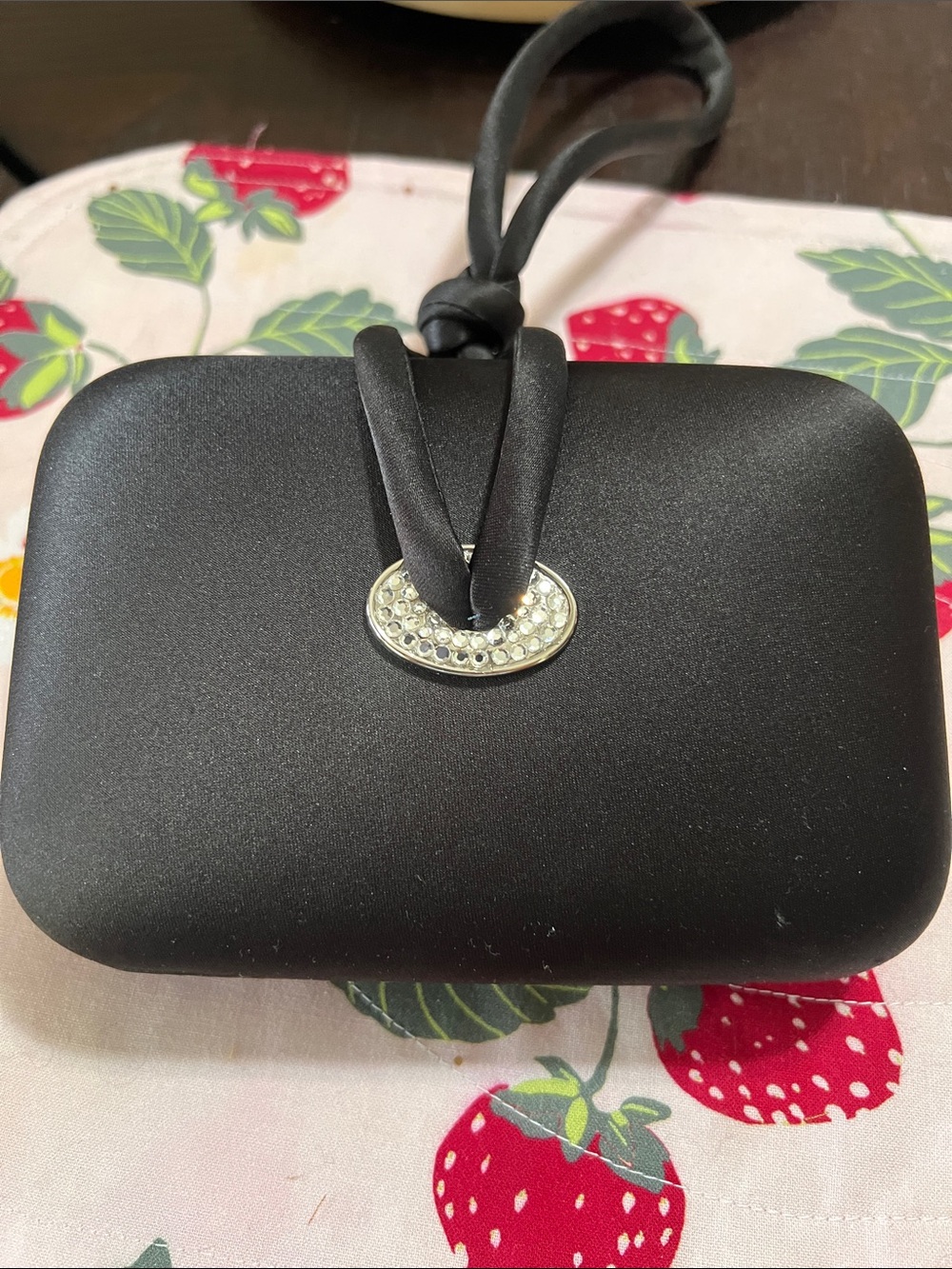 NEW CARLO FELLINI  Black Evening Clutch with Rhinestone Accent